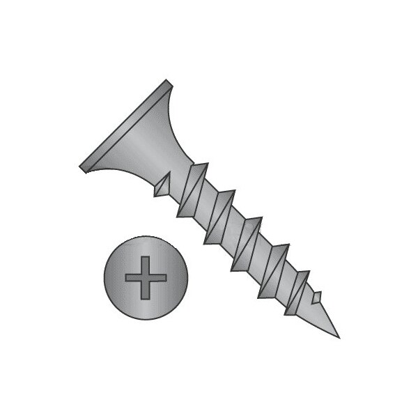 Newport Fasteners Drywall Screw, #6 x 1-1/4 in, Steel, Flat Head Phillips Drive, 100 PK 524765-100 - main